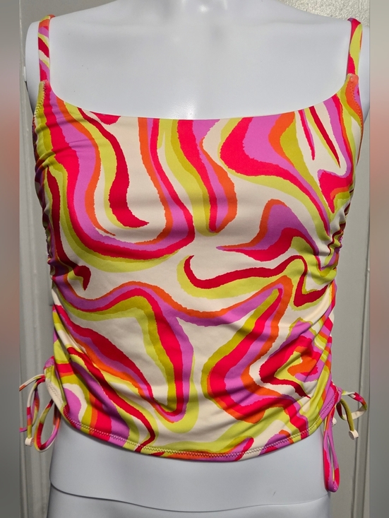 Sanctuary Other - Sanctuary Neon Swirl Square-Neck Tankini in Pink, Orange, Lime & Cream